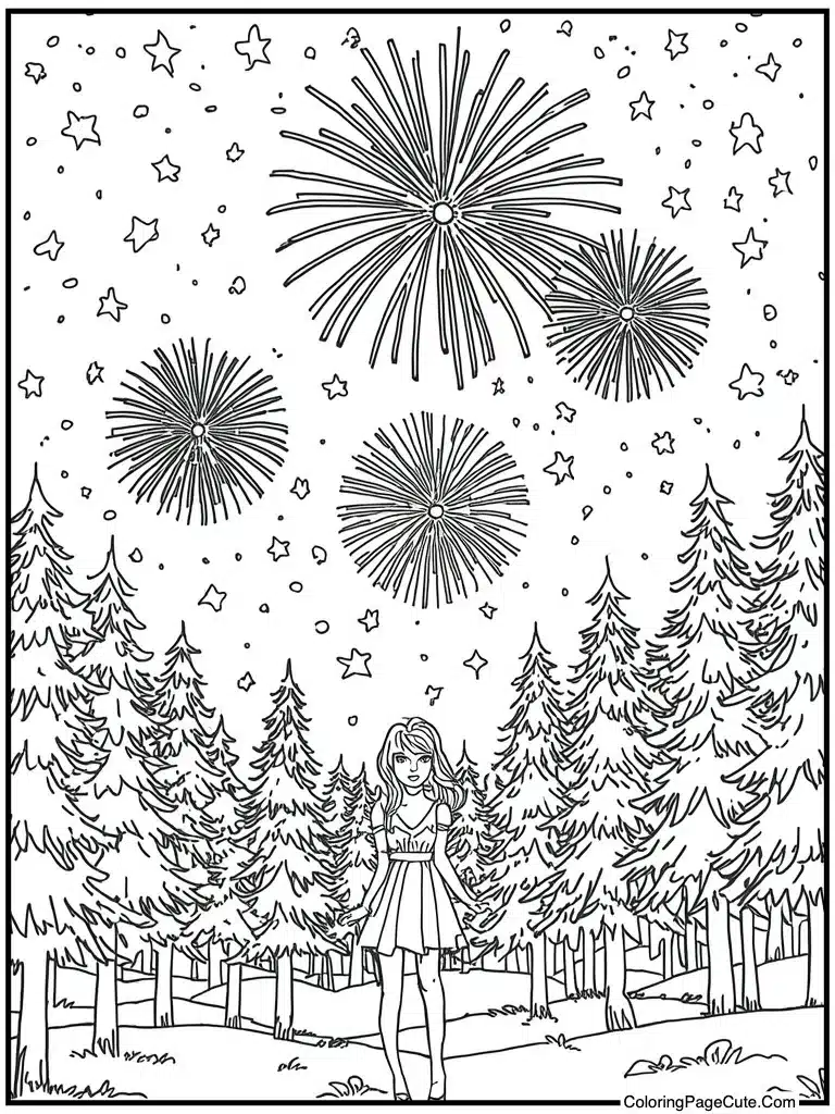 Fireworks booming night sky