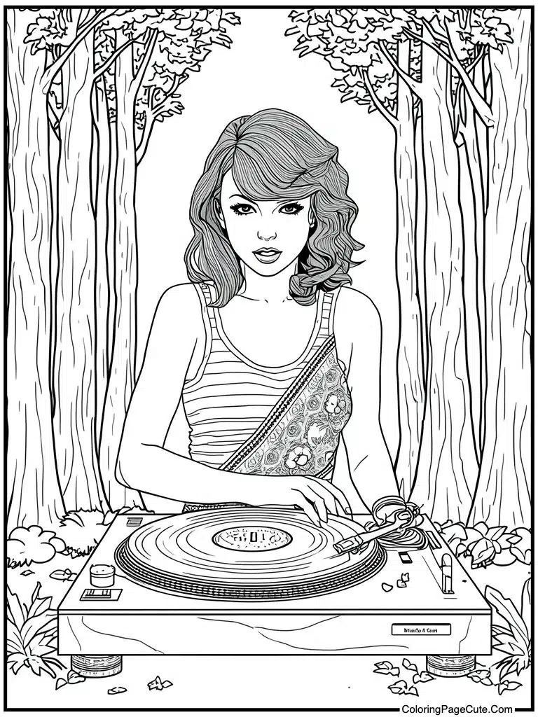 Vinyl record player spinning