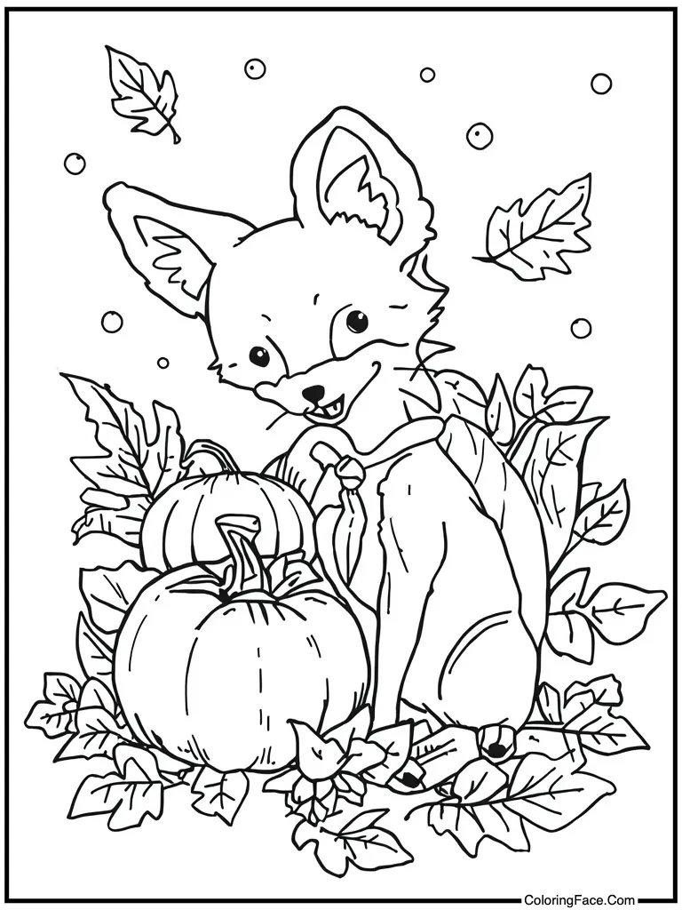 Fox playing in leaves