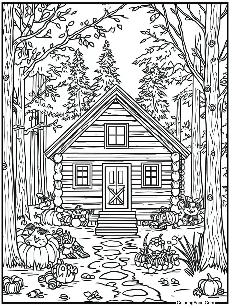 Wooden cabin in woods