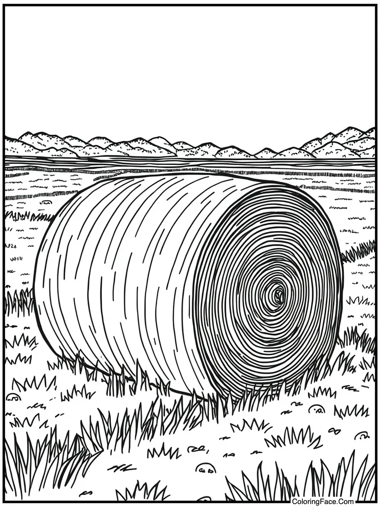 Hay bale in field