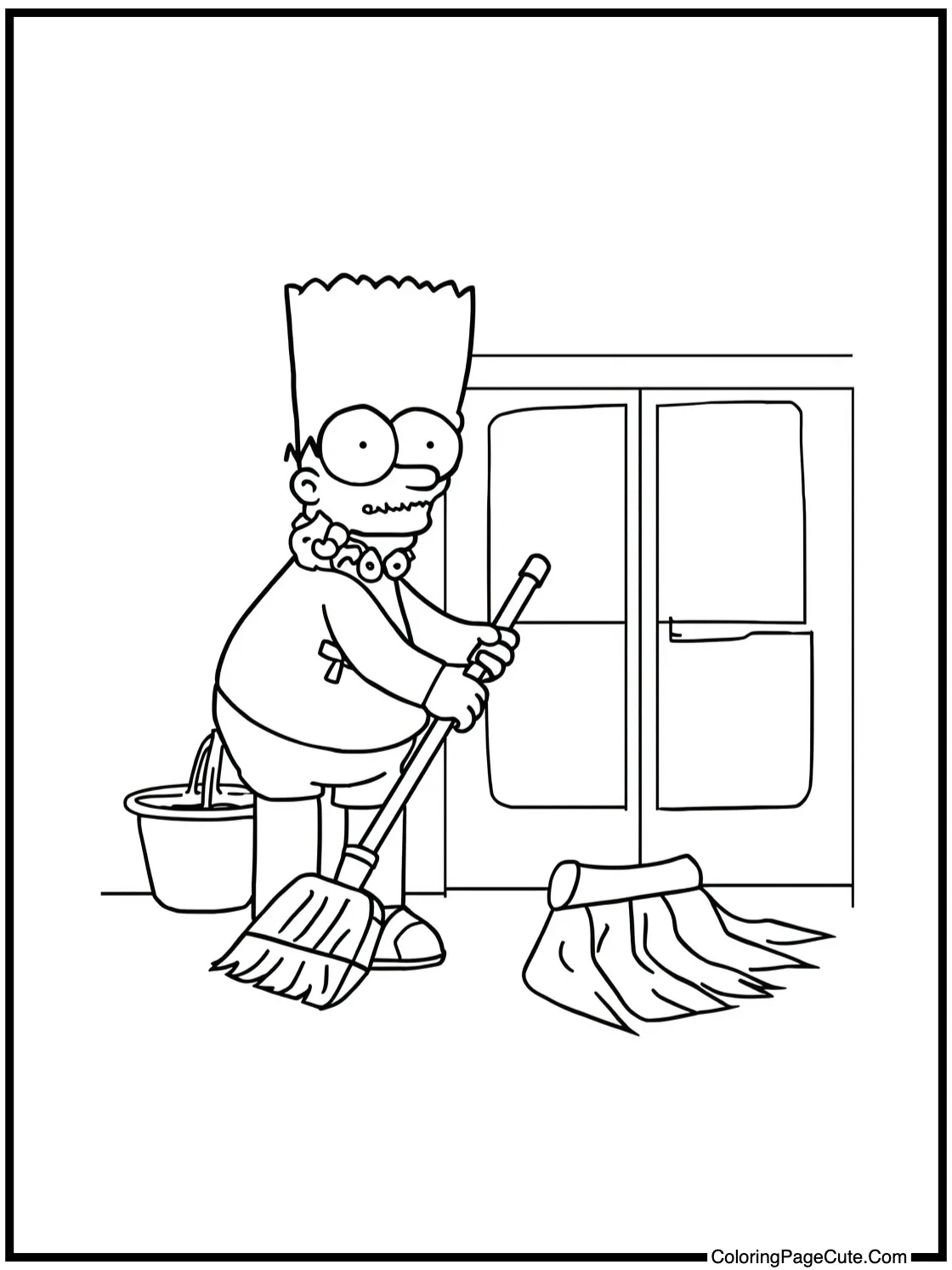 Willie sweeping porch