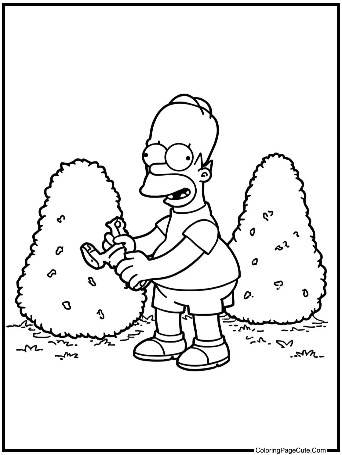 Willie pruning bushes