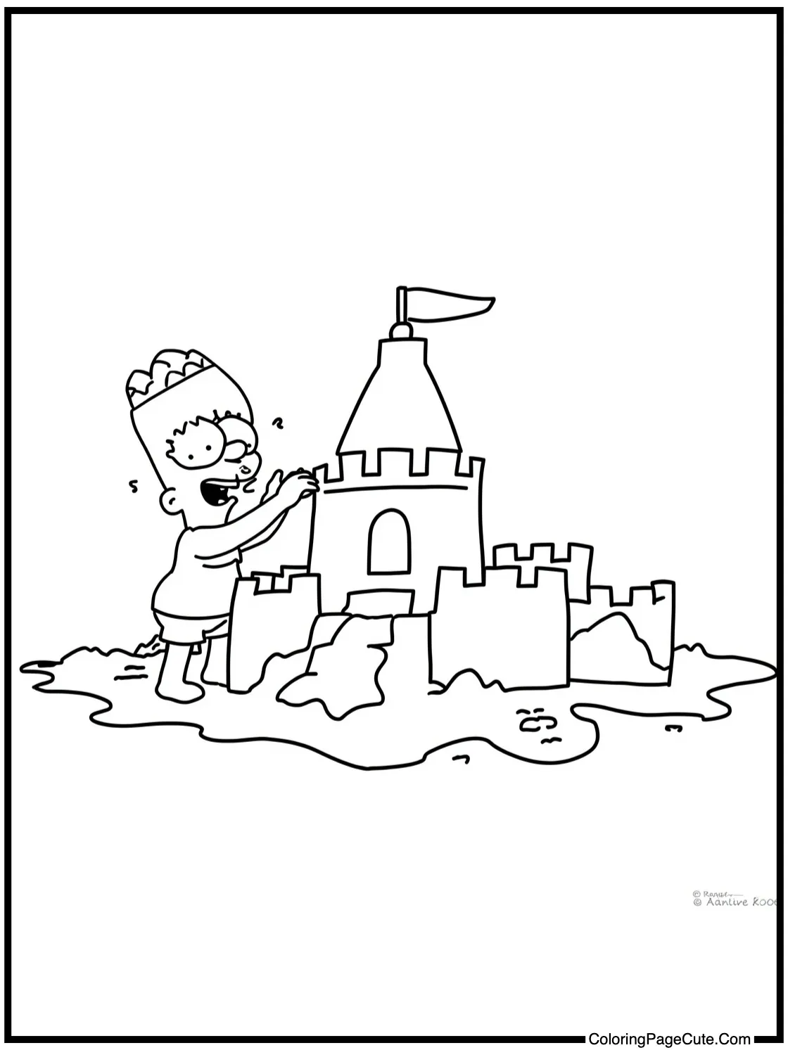 Milhouse building sandcastle