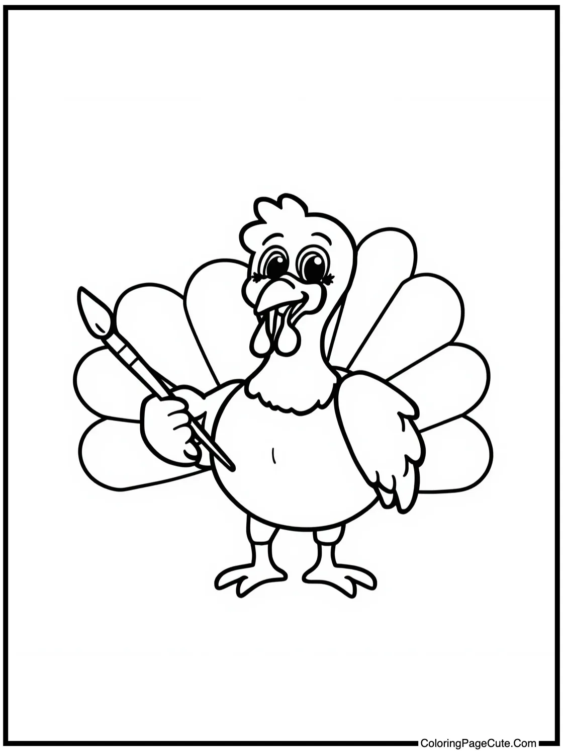 Holding a paintbrush