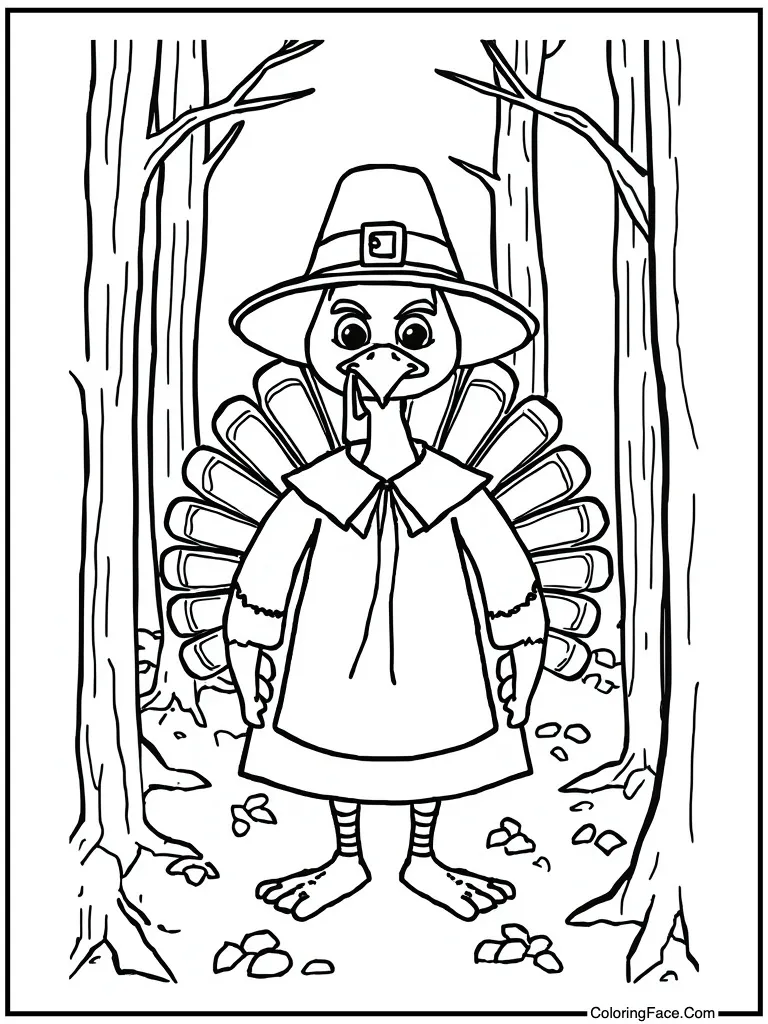 Dressed as a pilgrim