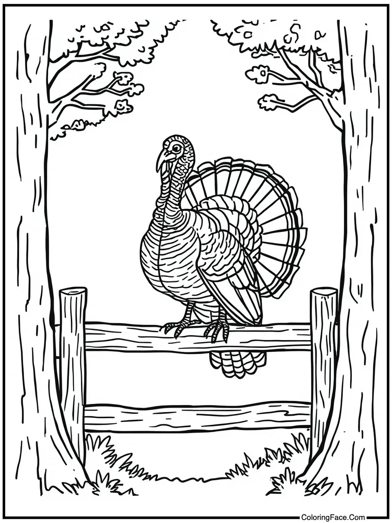 Perched on wooden fence