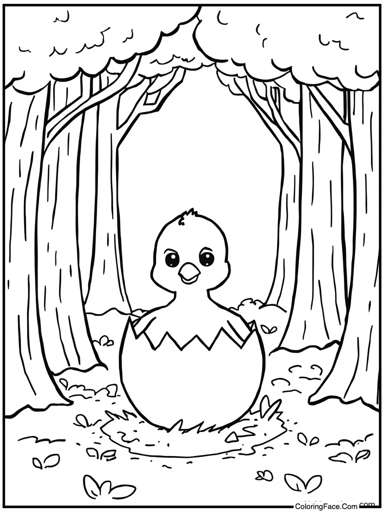 Cute chick hatching egg