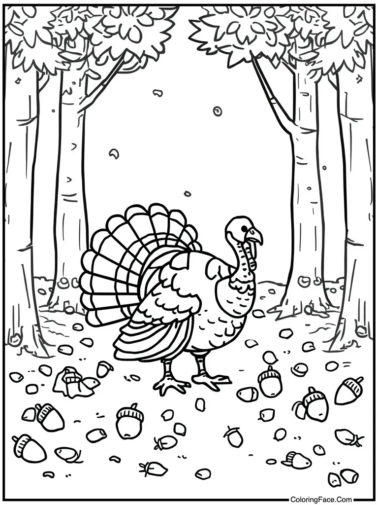 Acorns scattered on ground