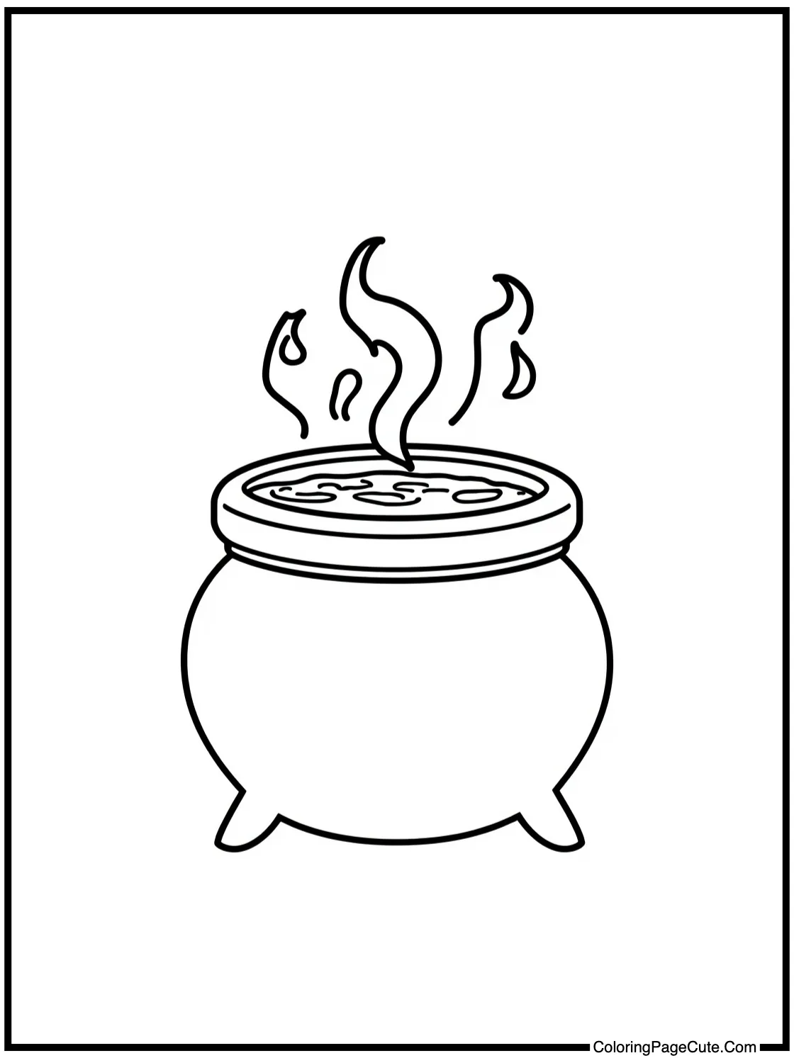 with a bubbling cauldron