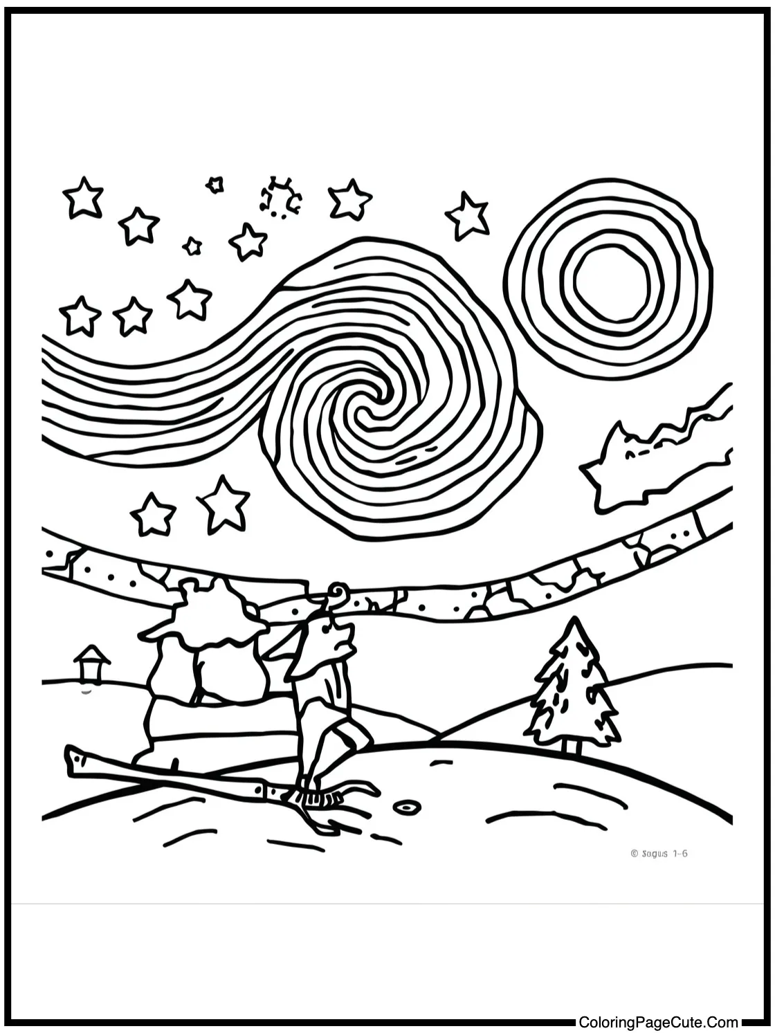 featuring a starry night