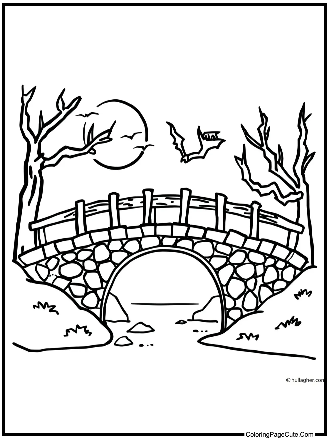 showing a moonlit bridge