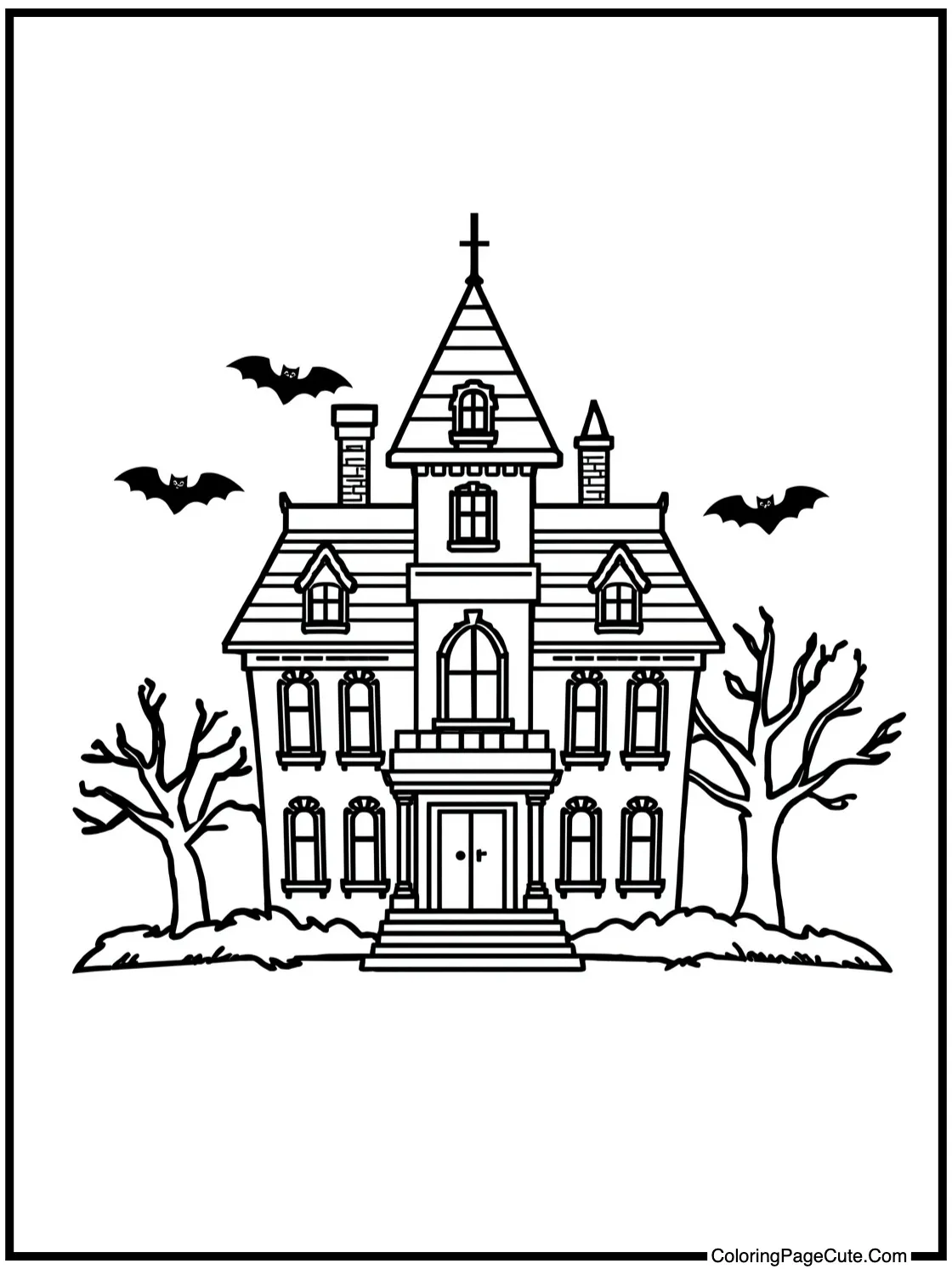 showing a spooky mansion