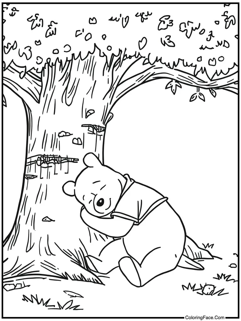Bear sleeping under tree