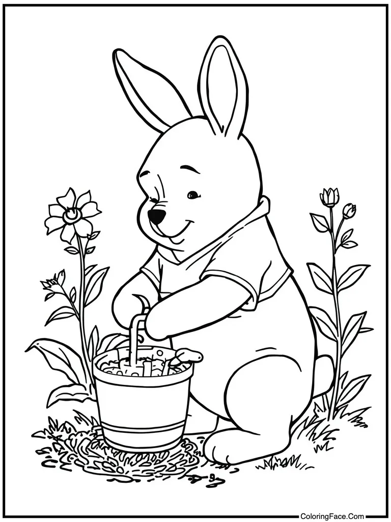 Rabbit gardening in morning