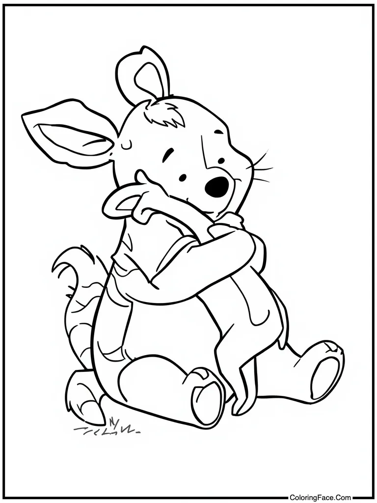 Kanga hugging baby Roo