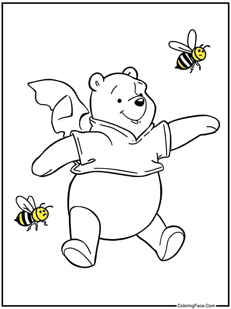 Bees chasing silly bear