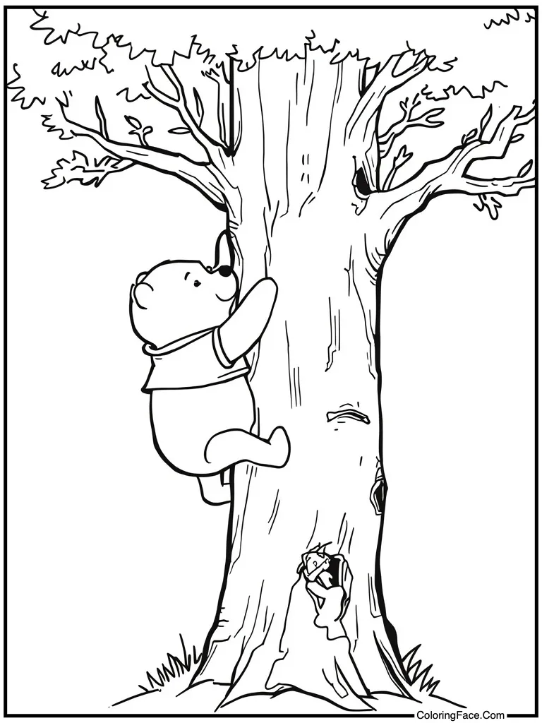 Bear climbing tall tree