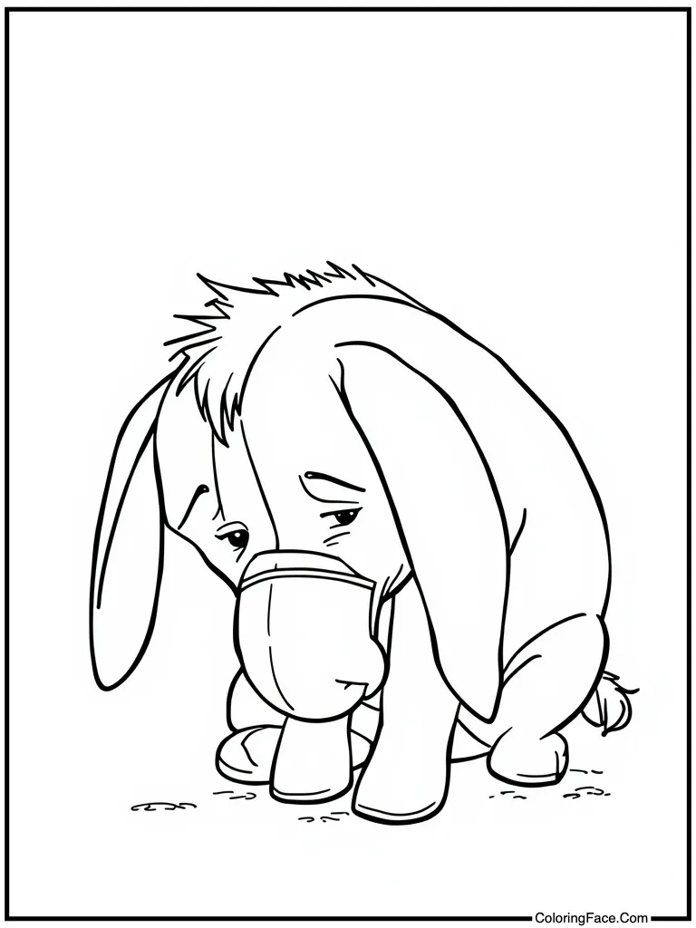 Sad donkey looking down