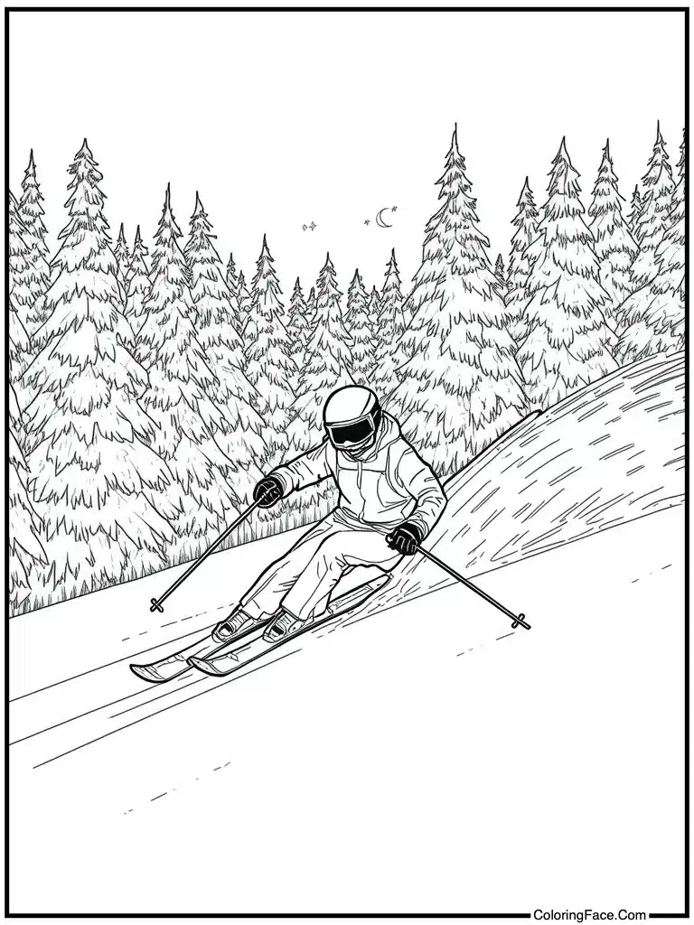 Skiing fast down slope