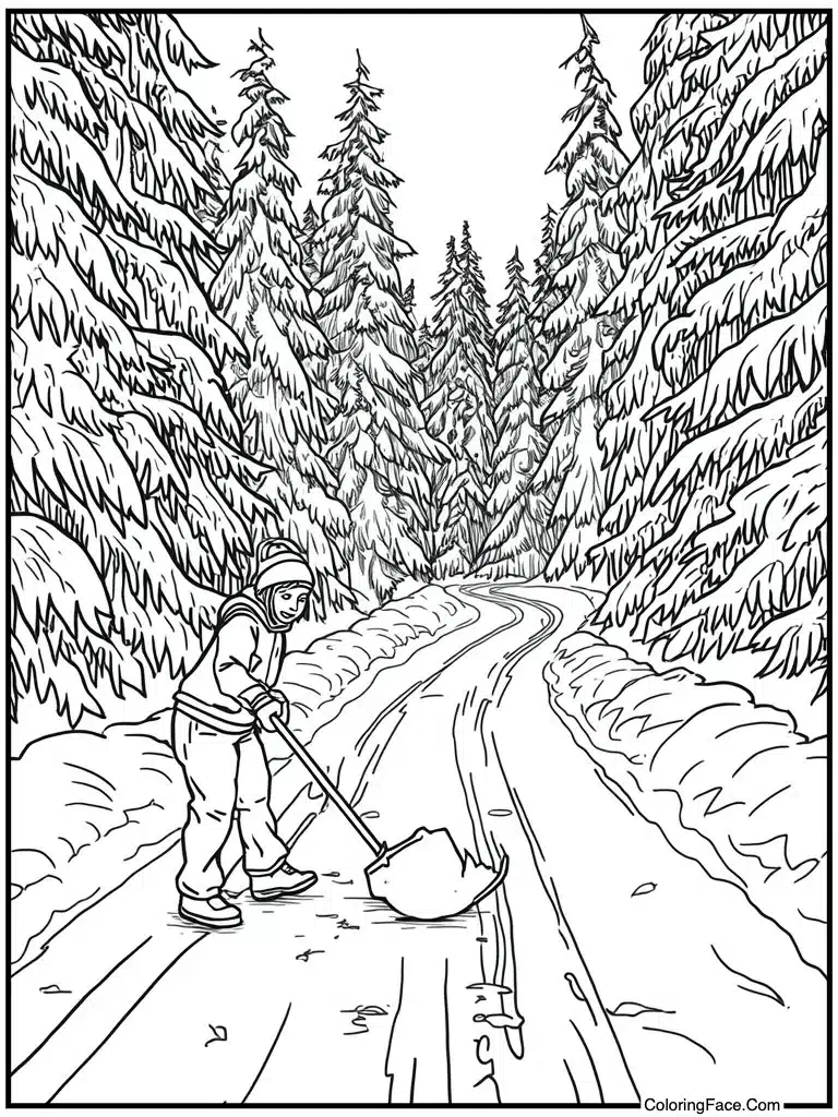 Shoveling the driveway clear