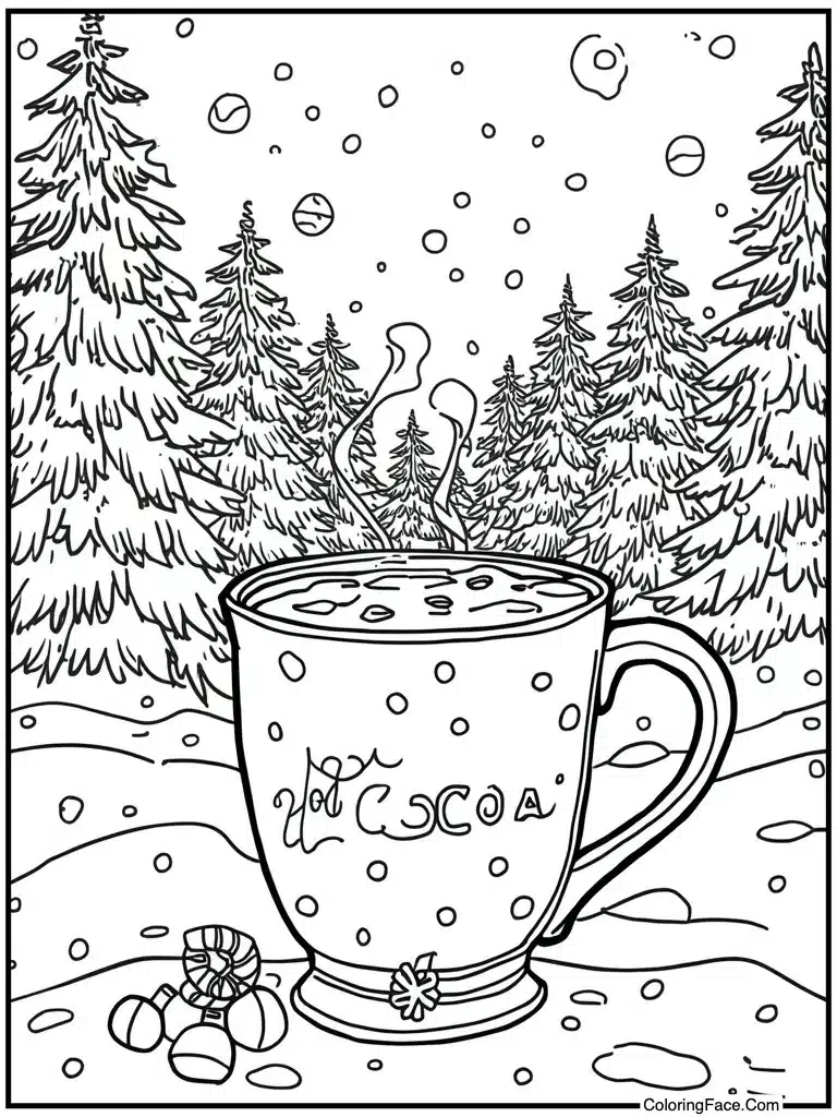 Hot cocoa steaming mug