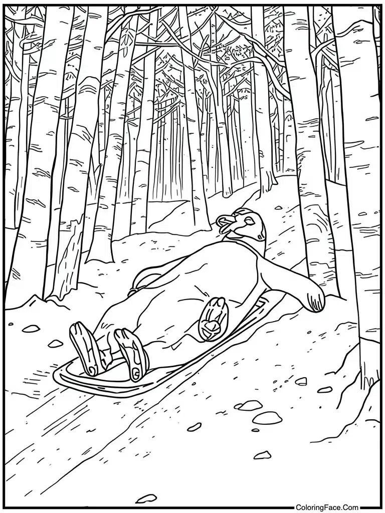 Penguin sliding on belly