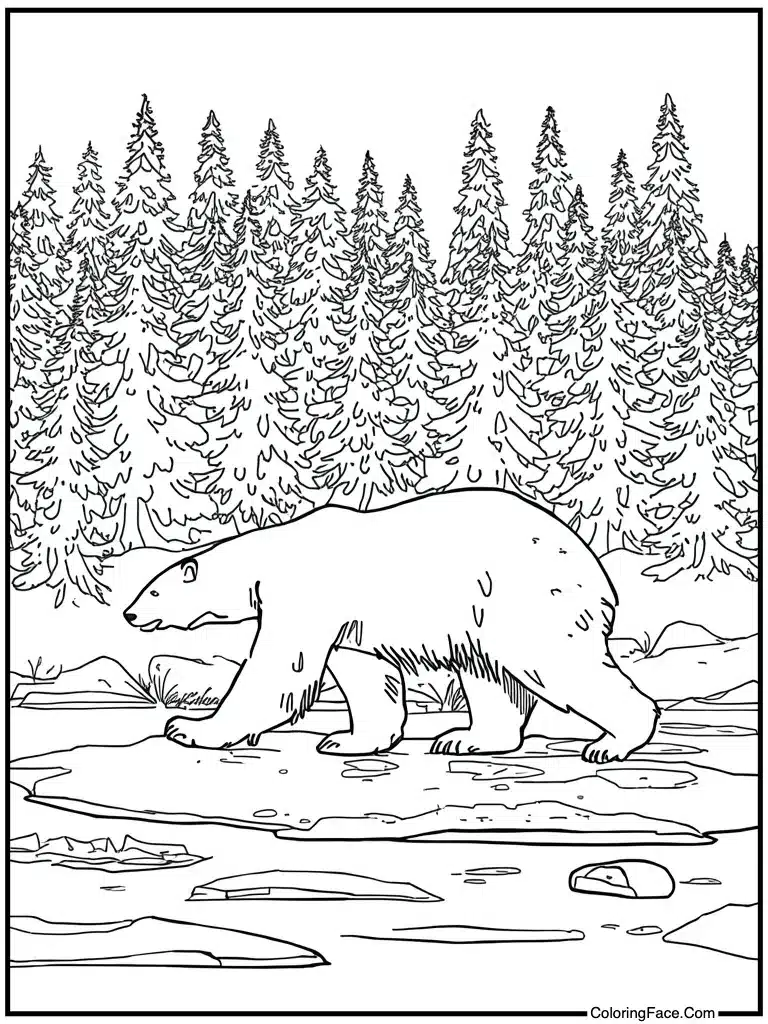 Polar bear walking ice