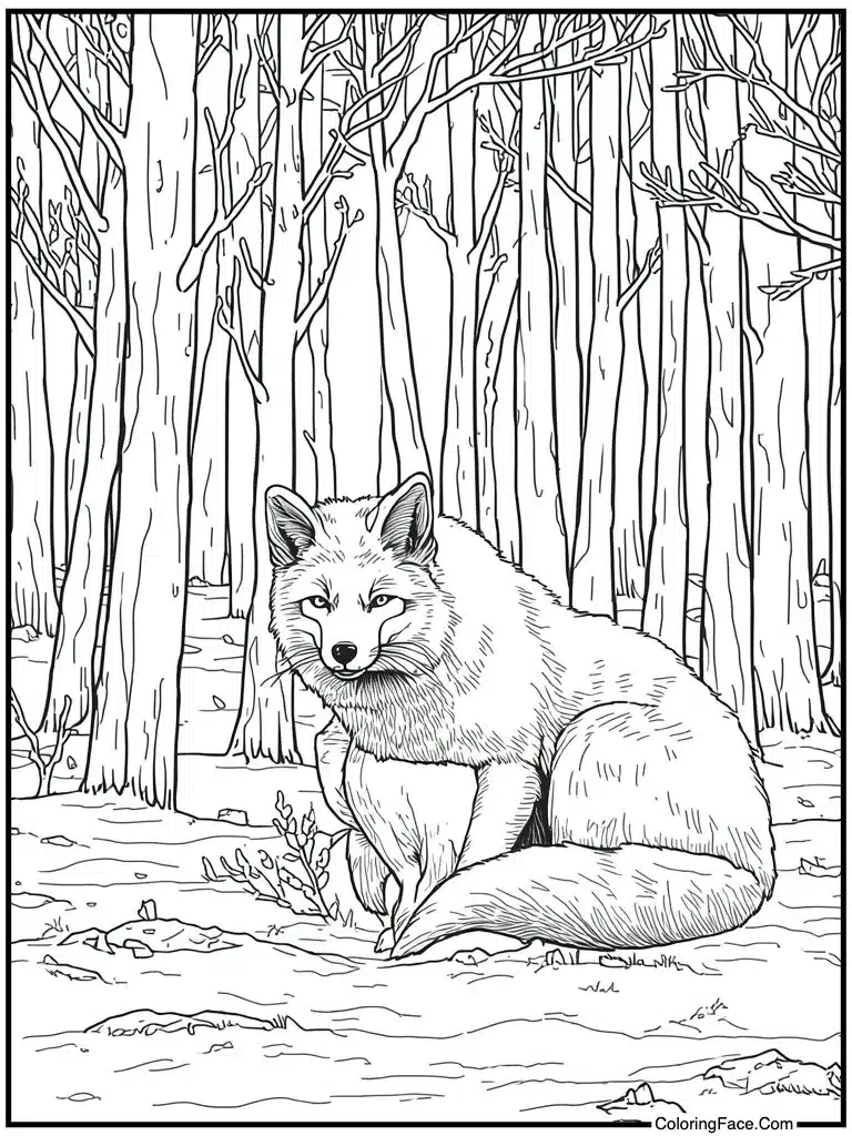 Arctic fox hunting prey