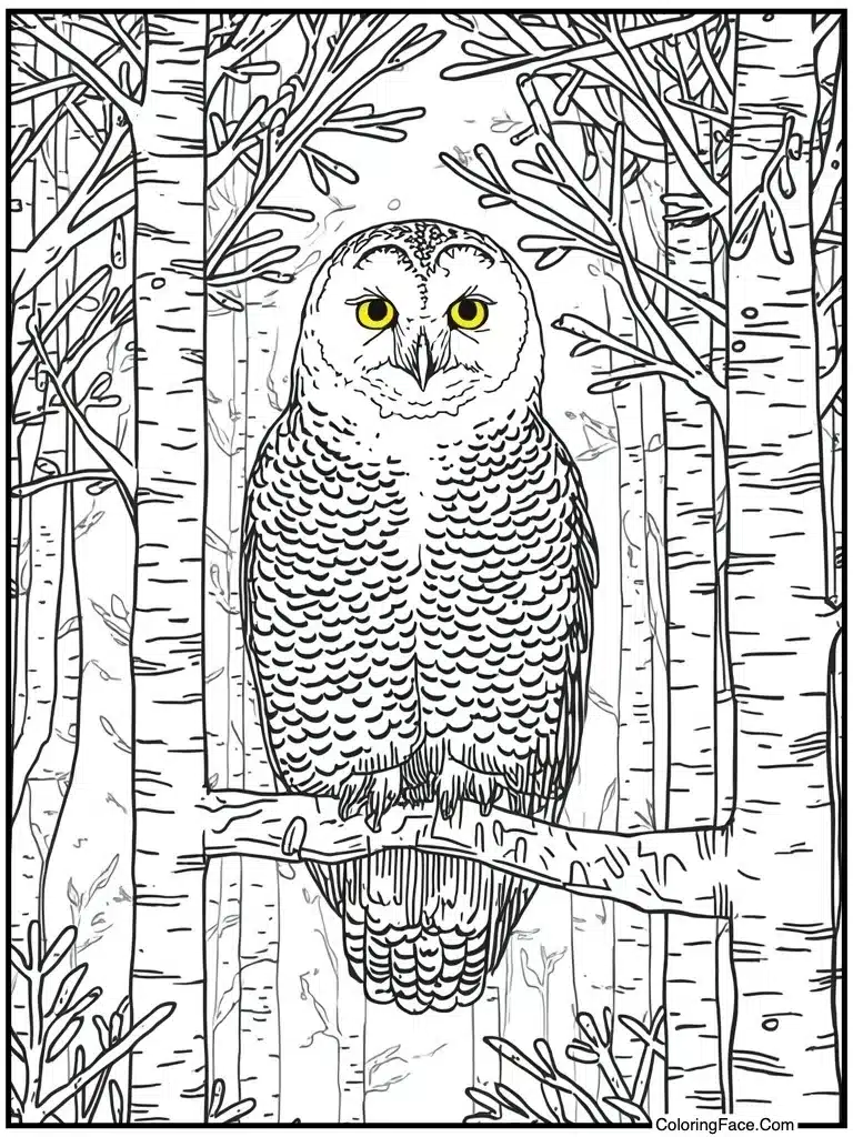 Snowy owl perching high