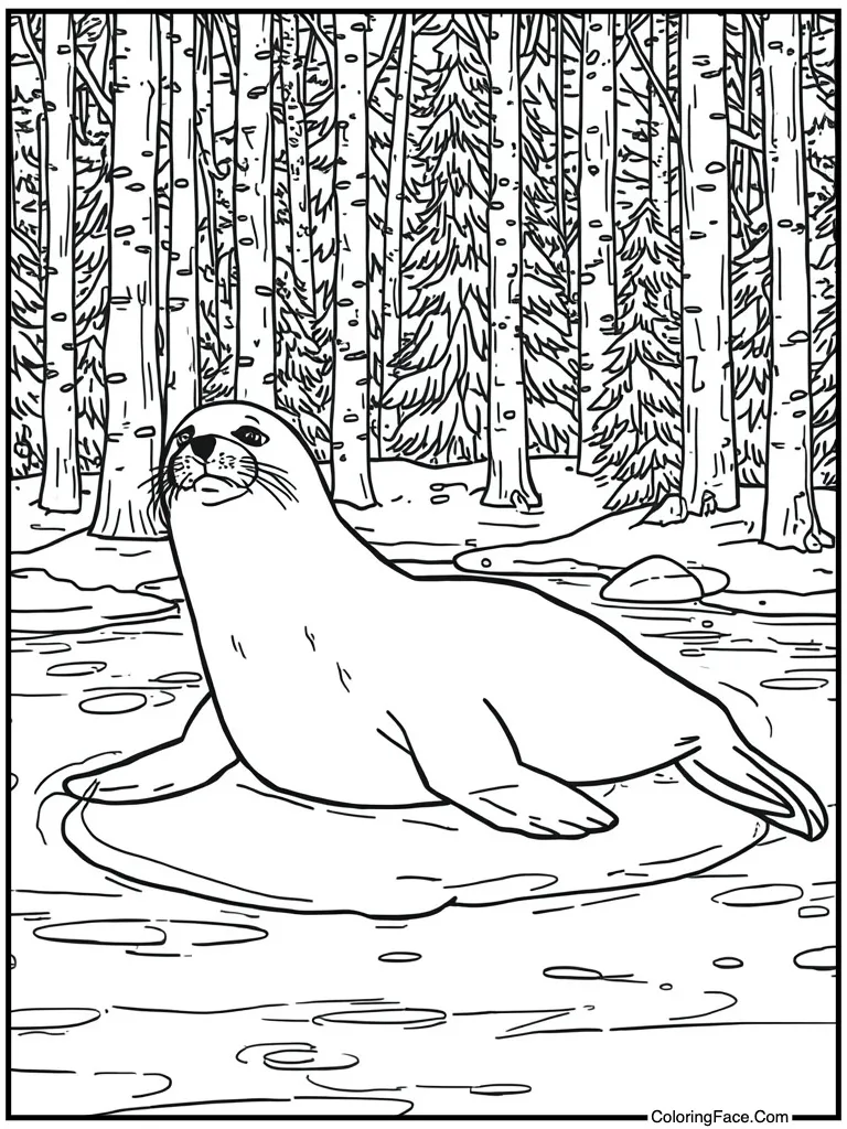 Seal relaxing on ice