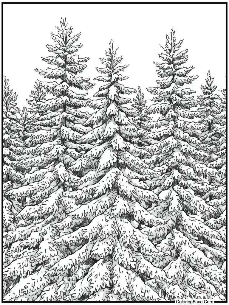 Pine tree covered white