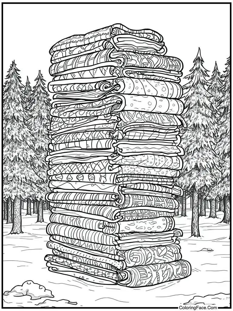 Blanket stack neatly piled