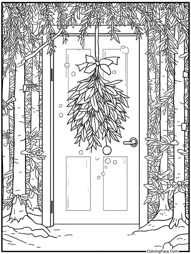 Mistletoe hanging above door