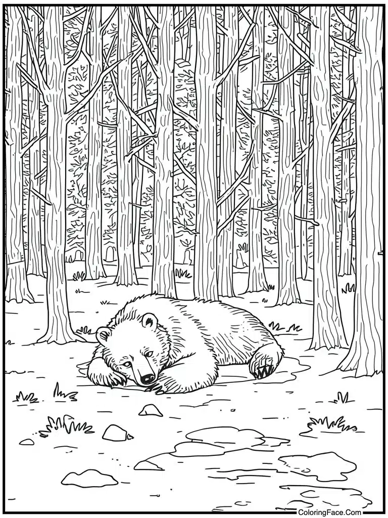 Bear hibernating deep sleep