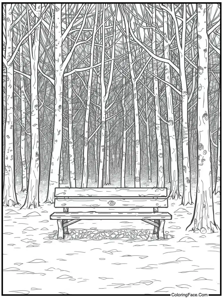 Park bench with snow