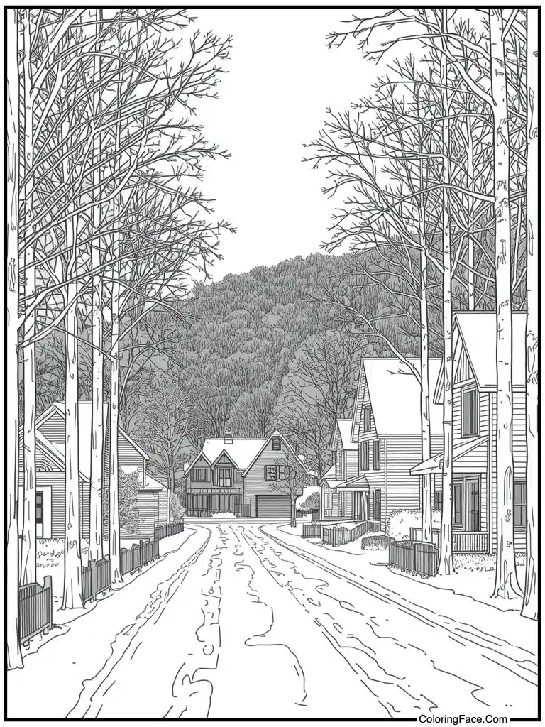 Village street quiet view