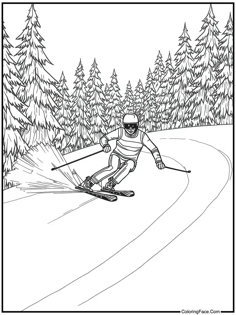 Alpine skier racing downhill