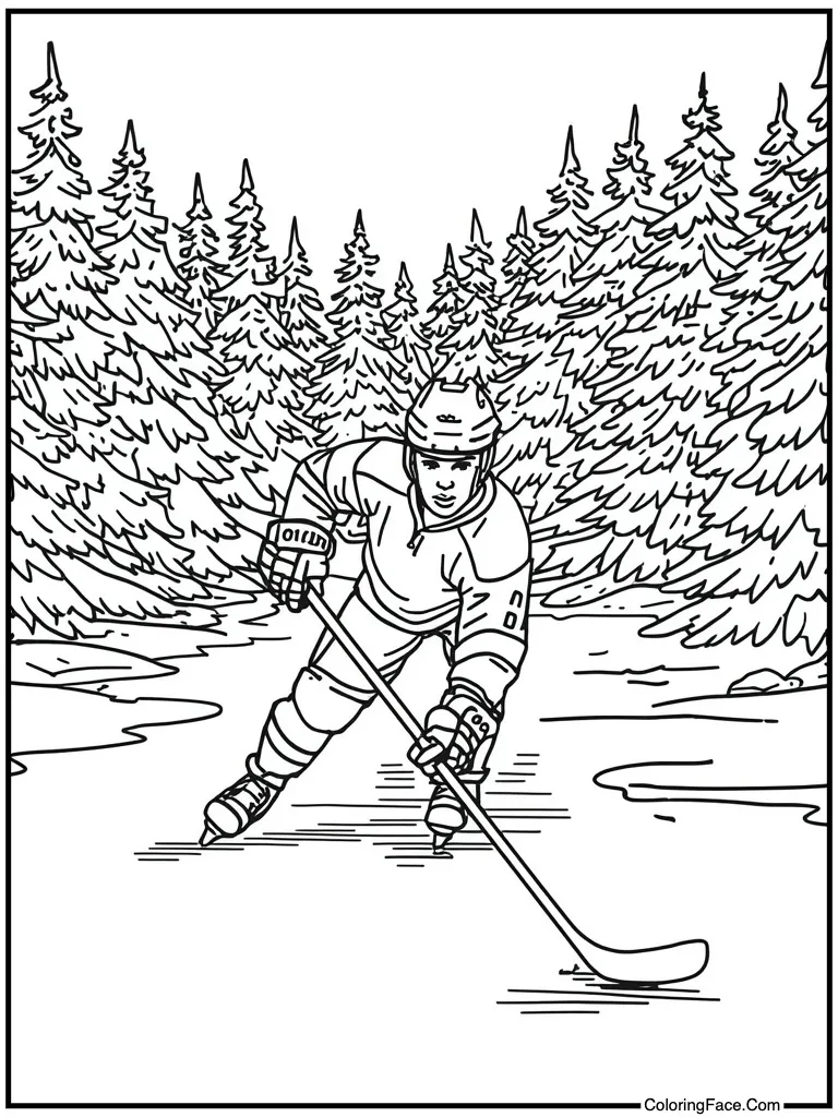 Hockey player shooting puck