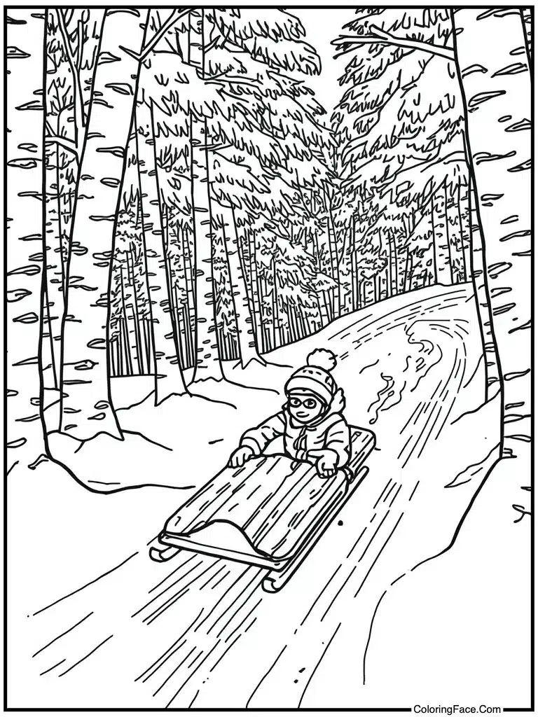 Riding a wooden toboggan