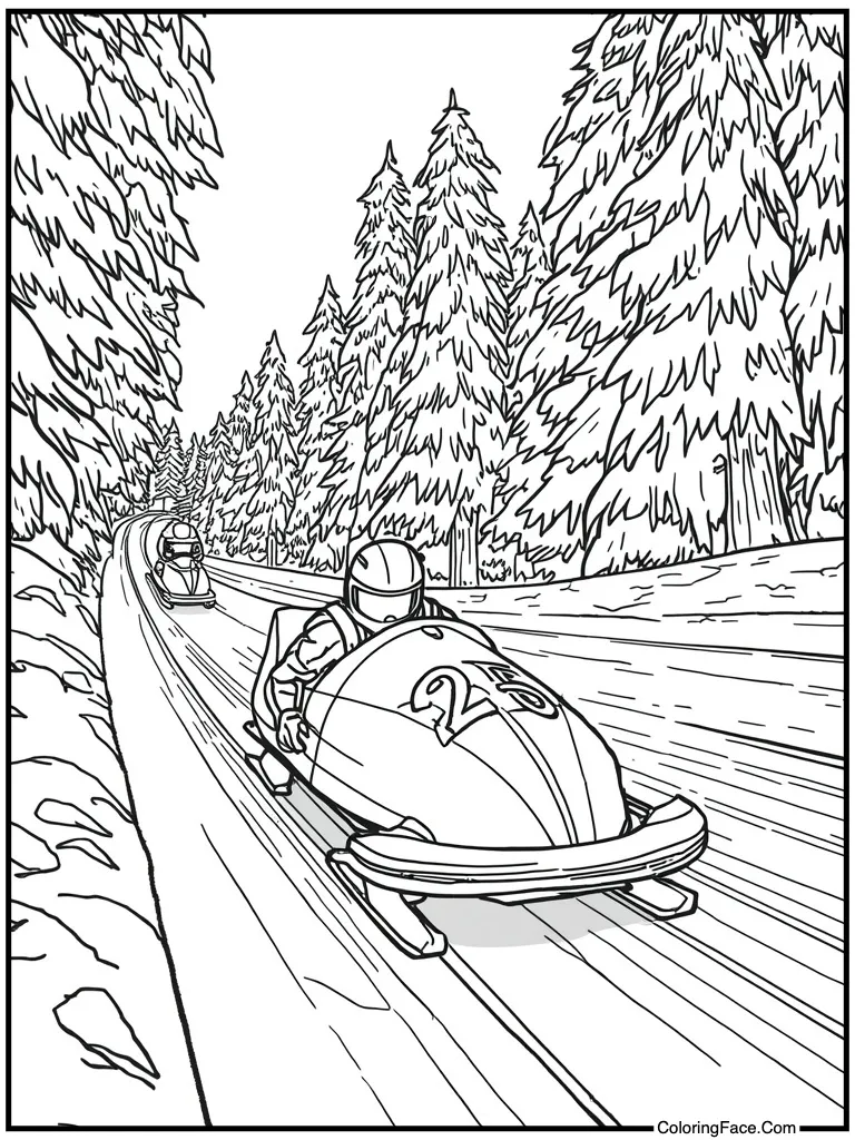 Bobsled team in track