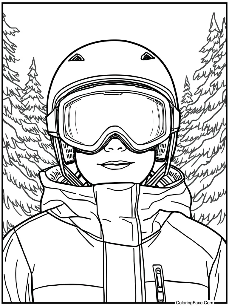 Wearing goggles and helmet
