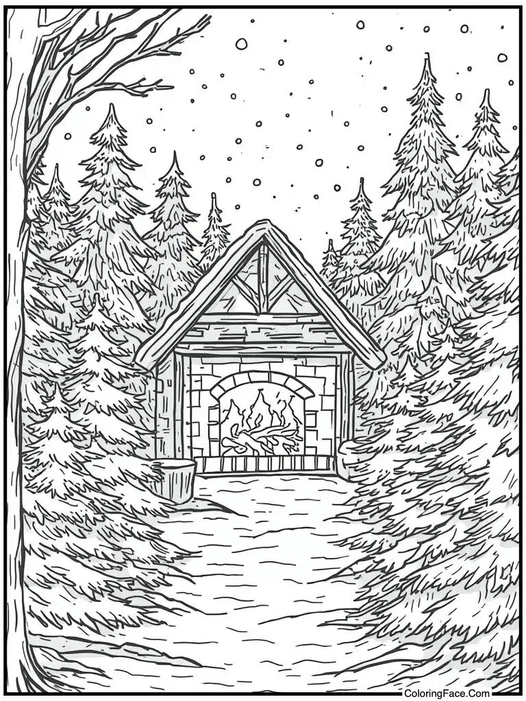 Cozy lodge fireplace heat