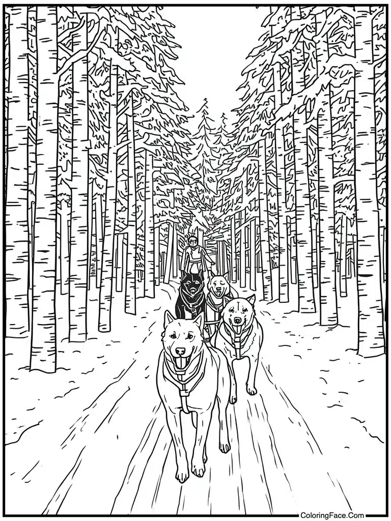 Sled dog team pulling