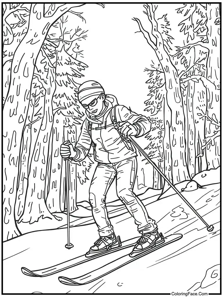 Skier holding poles tight