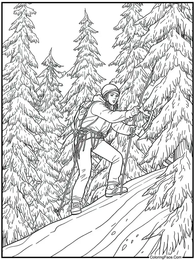 Using ice axes climbing