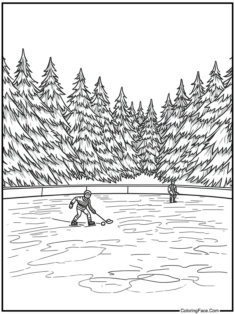 Broomball game on ice