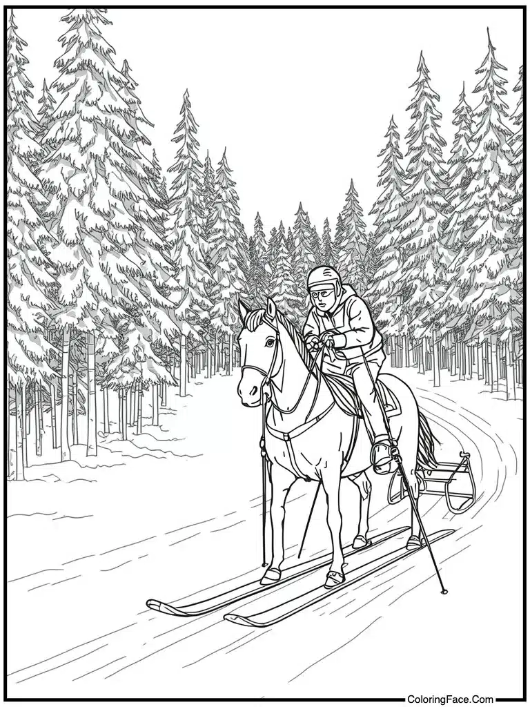 Skijoring with a horse
