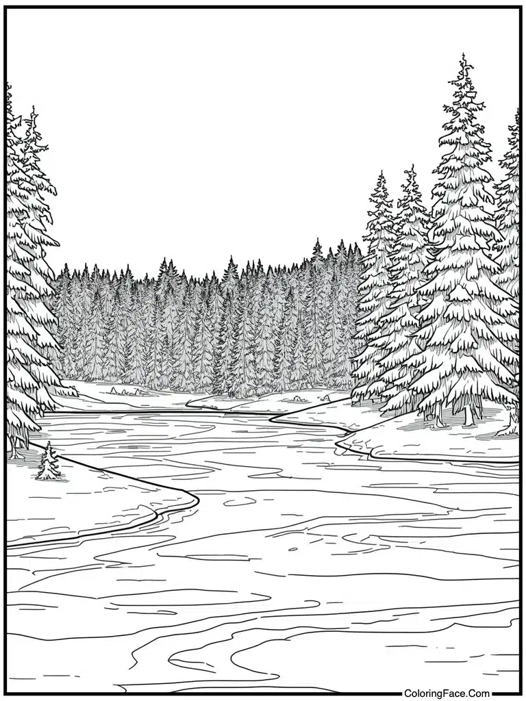 Frozen lake shiny surface