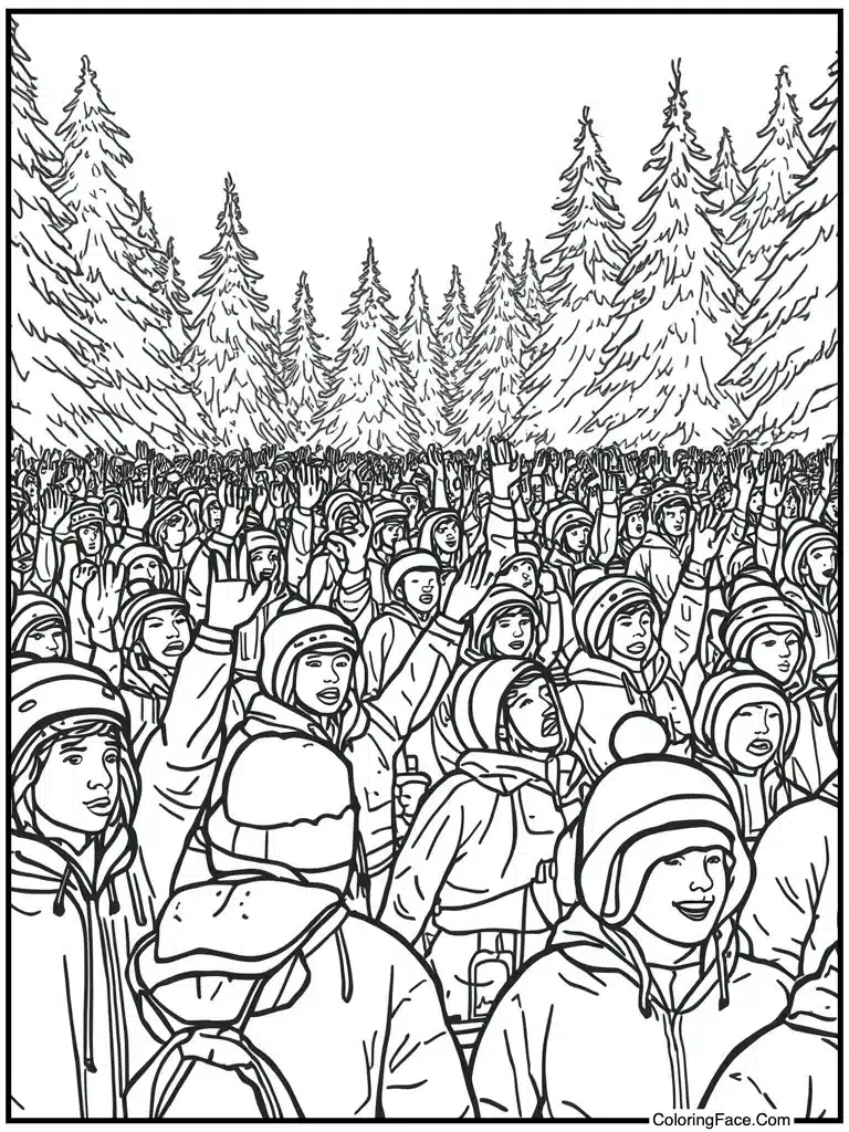 Crowd cheering loudly outside